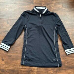 Lohla Sport The Carolyn ¾ Sleeve Shirt Size XS Navy Golf Tennis Pickleball